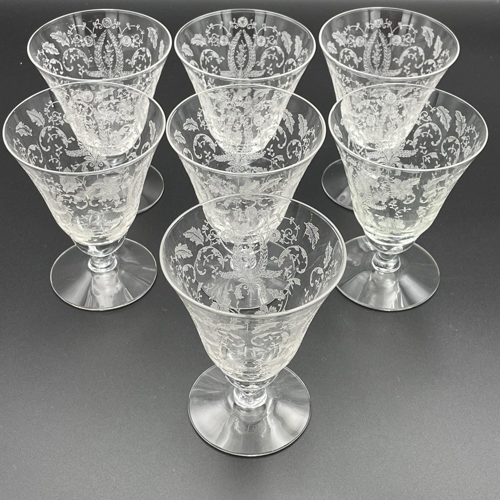 Vintage Prelude by Viking Glass‎ Juice Glasses Set of 7 Cocktail Elegant Etched